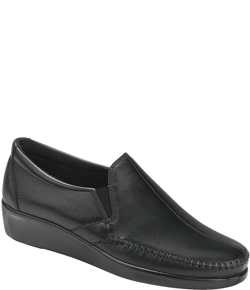 SAS Dream Leather Slip On Wedge Loafers