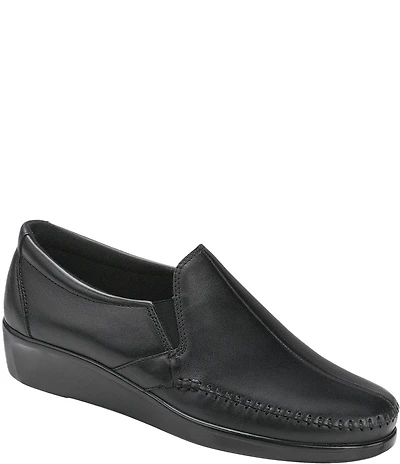 SAS Dream Leather Slip On Wedge Loafers