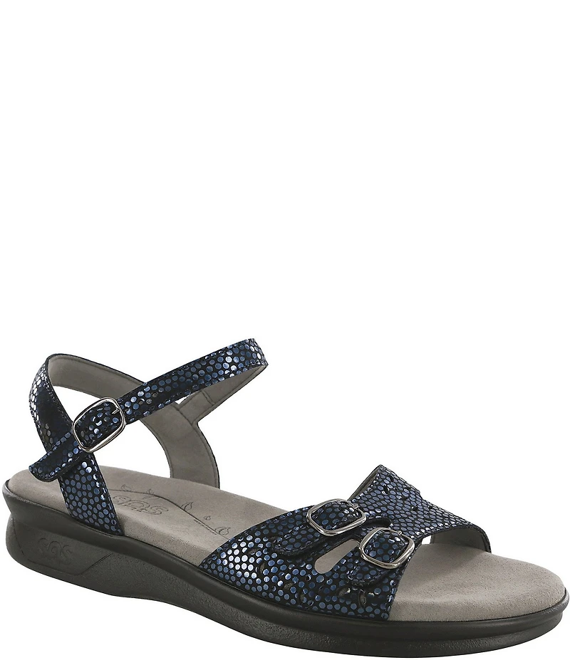 SAS Duo Shiny Dot Print Leather Sandals