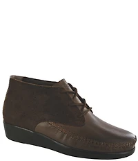 SAS Kich Nubuck Lace Up Ankle Wedge Booties