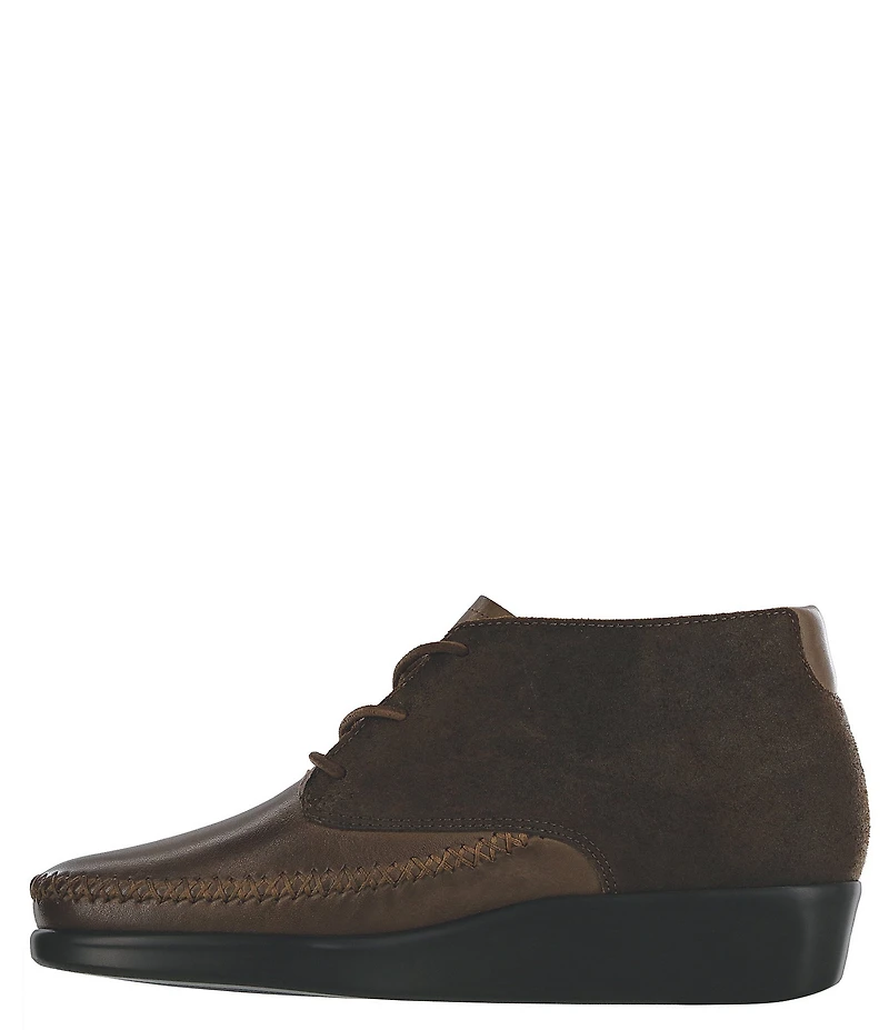 SAS Kich Nubuck Lace Up Ankle Wedge Booties