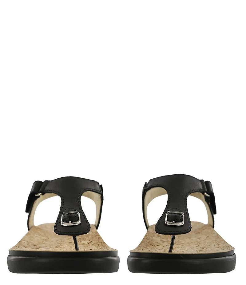 SAS Marina Leather Thong Wedge Sandals