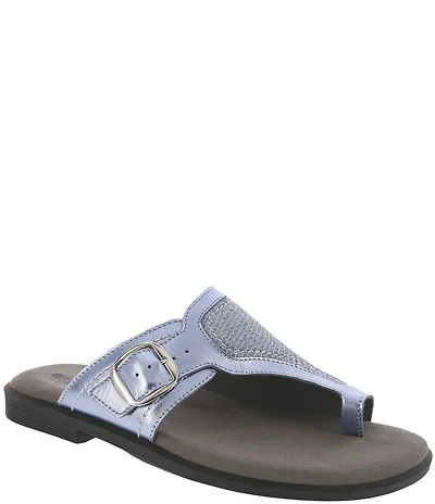 SAS Market Metallic Leather Toe Thong Sandals
