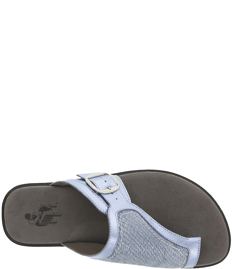 SAS Market Metallic Leather Toe Thong Sandals