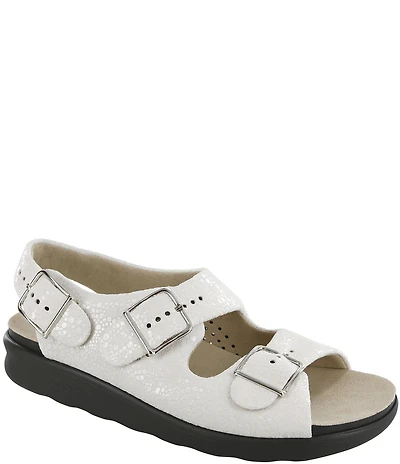 SAS Relaxed Printed Textured Leather Buckle Strap Sandals