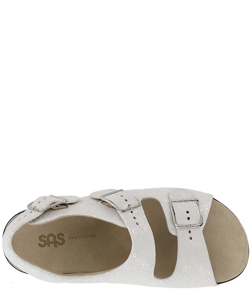 SAS Relaxed Printed Textured Leather Buckle Strap Sandals