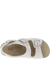 SAS Relaxed Printed Textured Leather Buckle Strap Sandals
