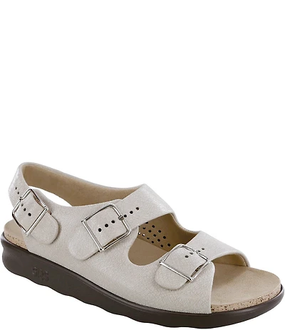 SAS Relaxed Printed Leather Buckle Strap Sandals