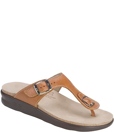 SAS Sanibel Leather Thong Wedge Sandals