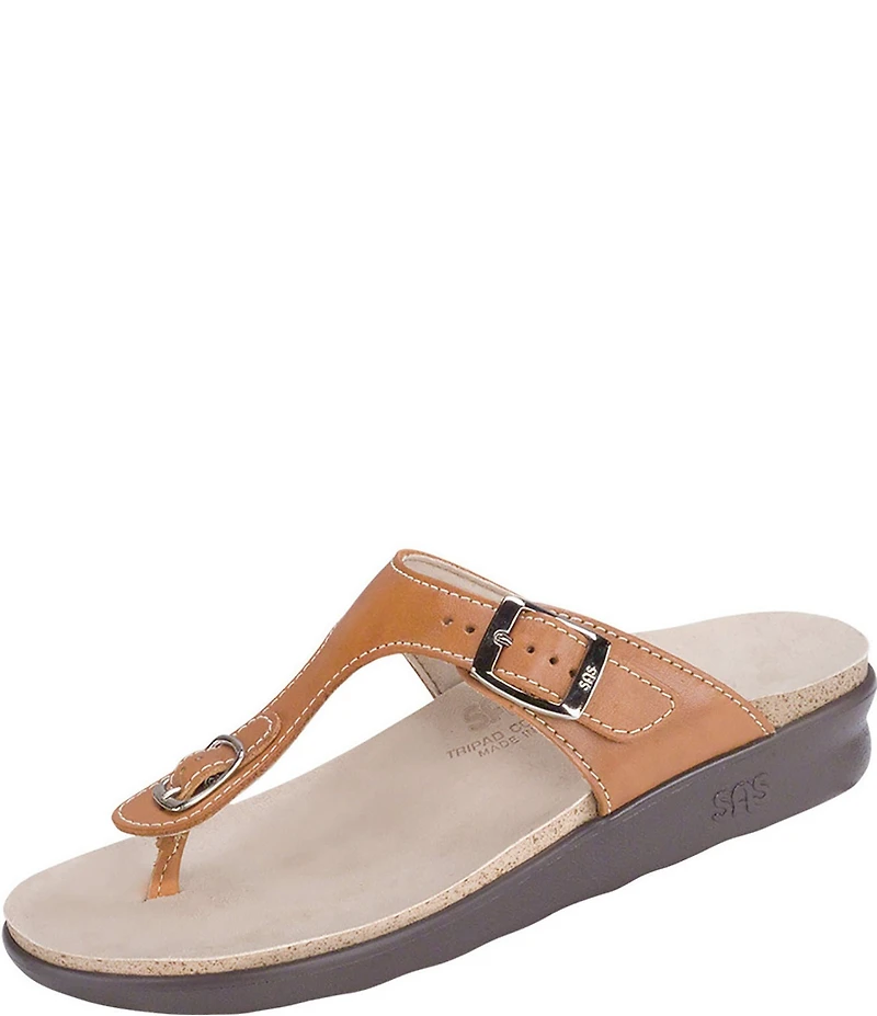 SAS Sanibel Leather Thong Wedge Sandals