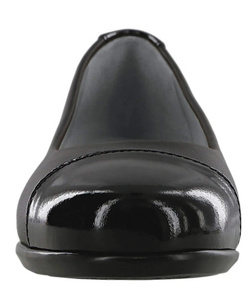 SAS Scenic Leather and Patent Cap Toe Ballet Flats