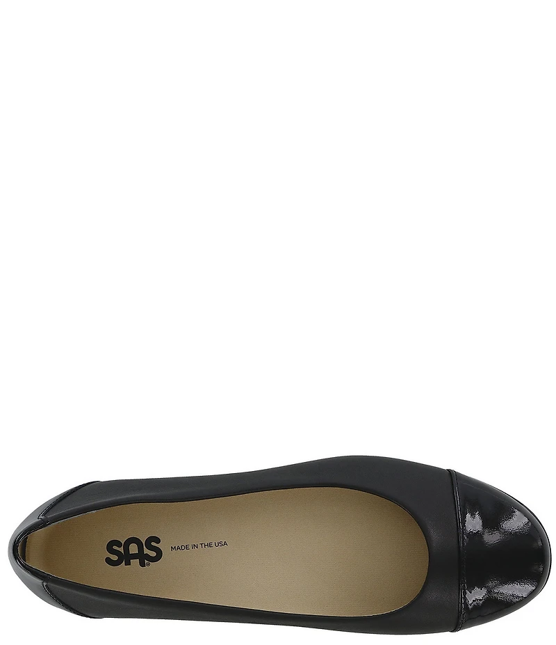 SAS Scenic Leather and Patent Cap Toe Ballet Flats