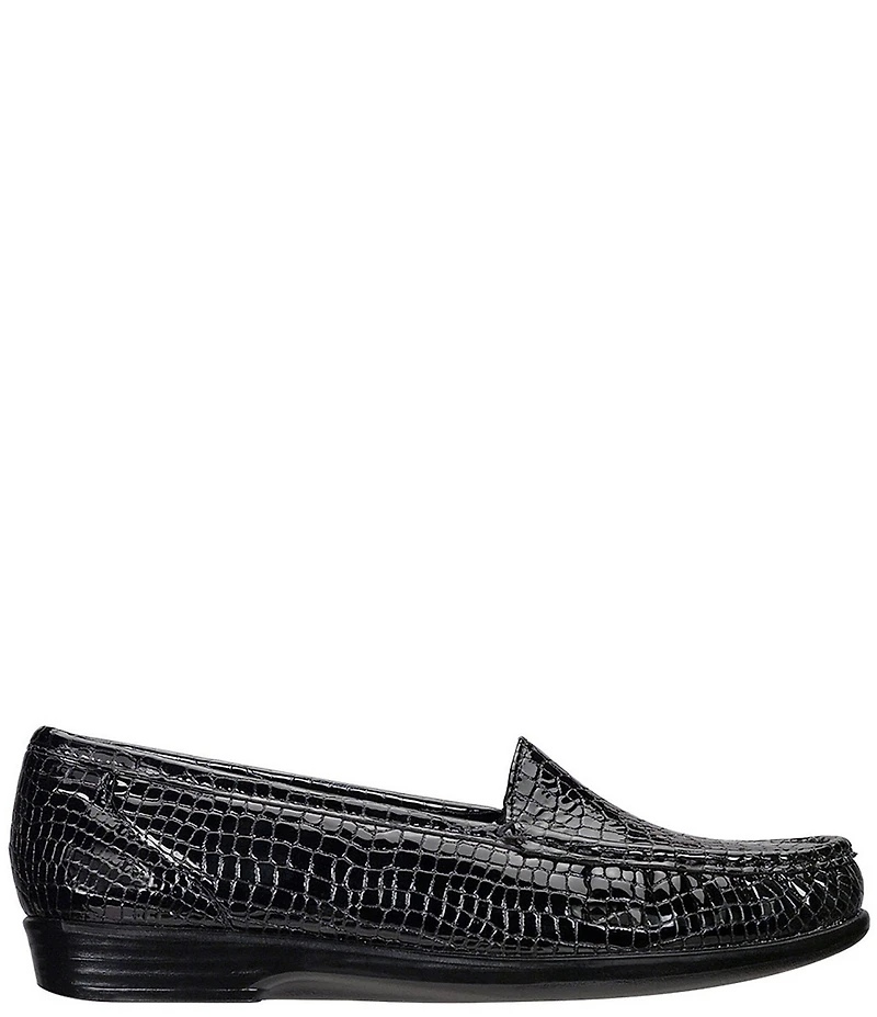 SAS Simplify Crocodile Embossed Leather Moccasin Loafers
