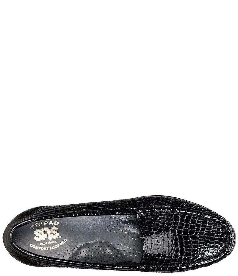 SAS Simplify Crocodile Embossed Leather Moccasin Loafers