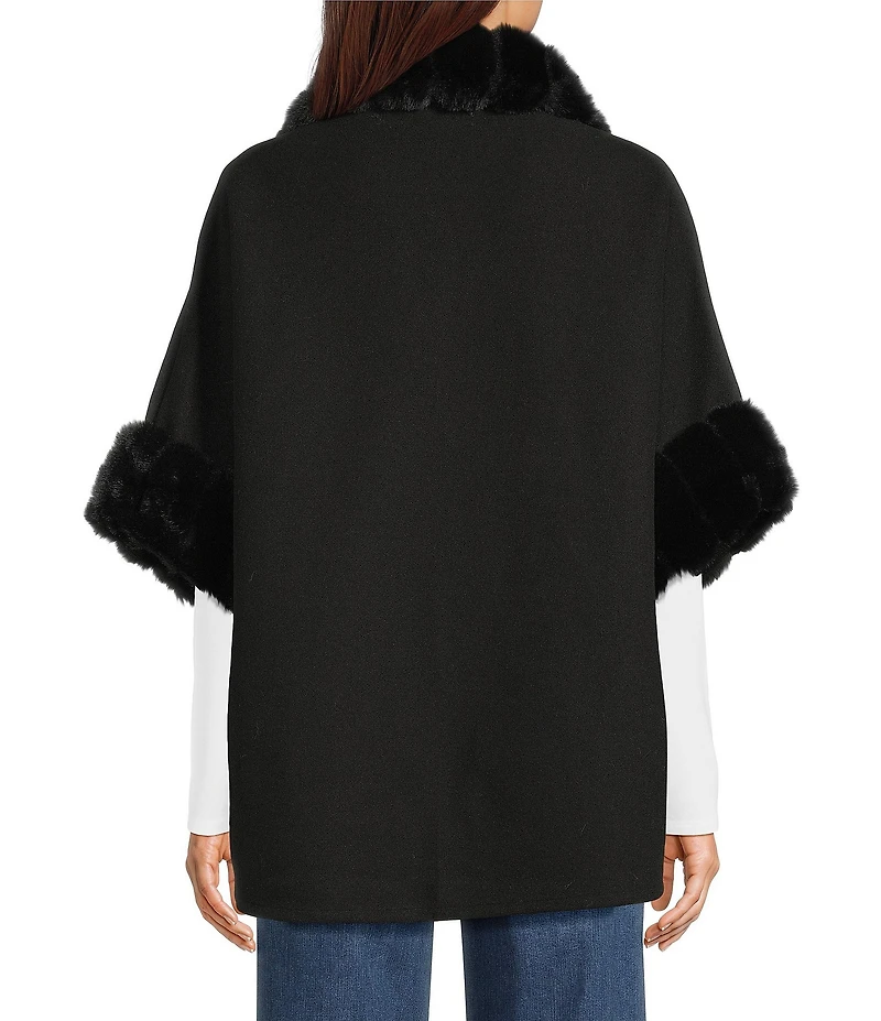 SASSO + SMYTH Faux Fur Solid Belted Topper