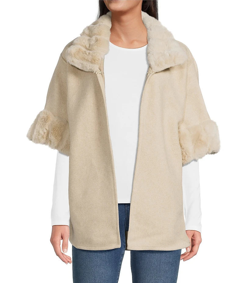 SASSO + SMYTH Faux Fur Solid Belted Topper
