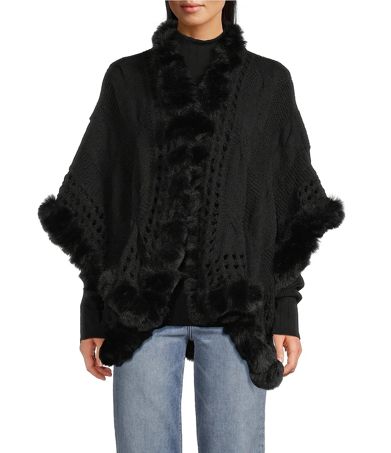 SASSO + SMYTH Faux Fur Trim Sweater Topper