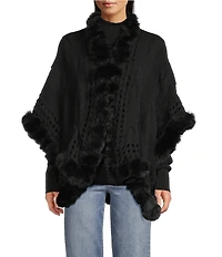 SASSO + SMYTH Faux Fur Trim Sweater Topper