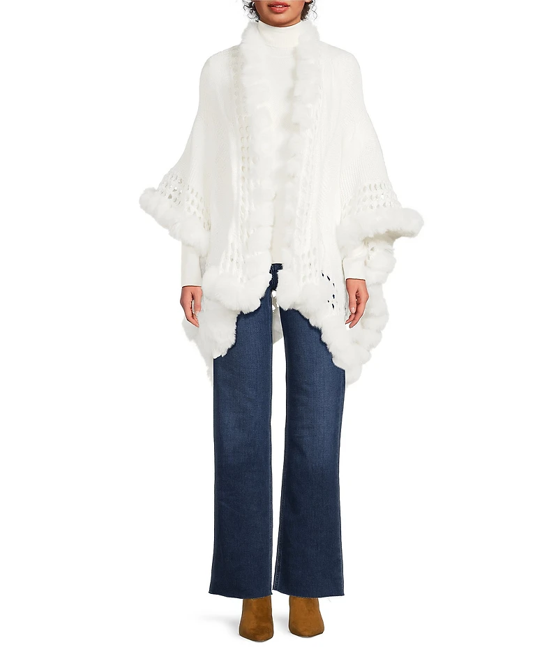 SASSO + SMYTH Faux Fur Trim Sweater Topper