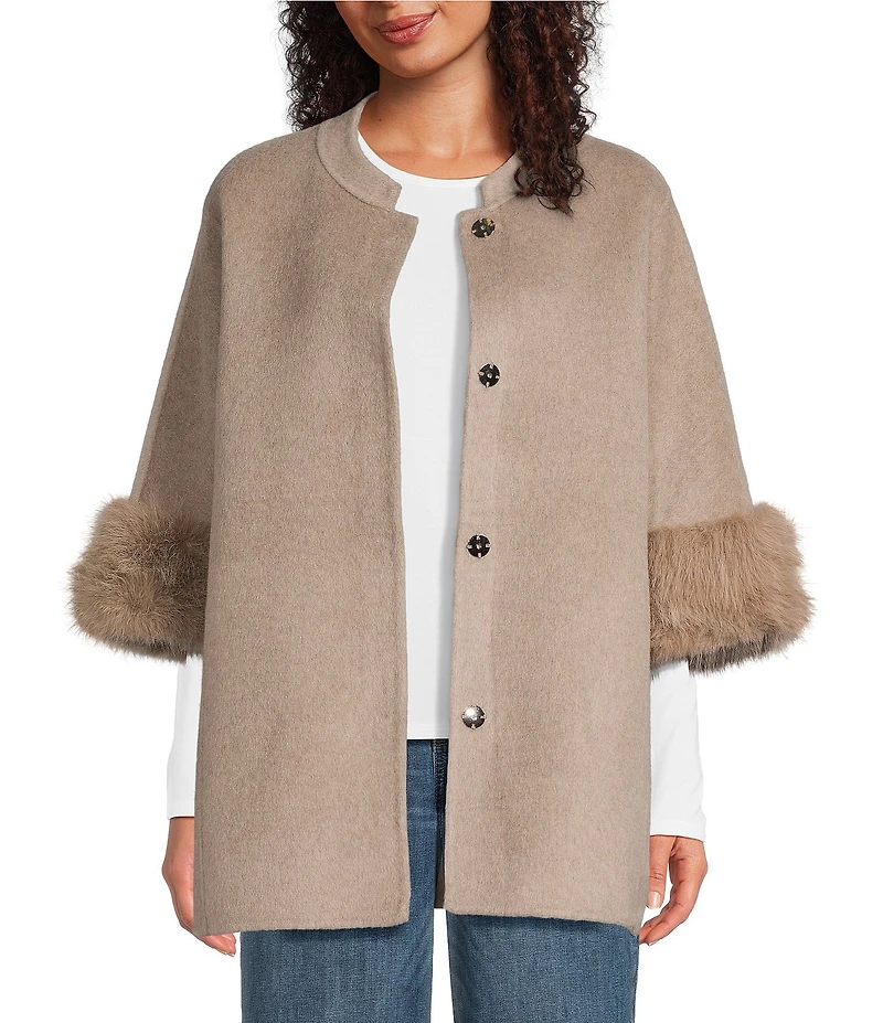 SASSO + SMYTH Faux Fur Trimmed Topper