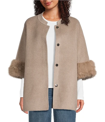 SASSO + SMYTH Faux Fur Trimmed Topper