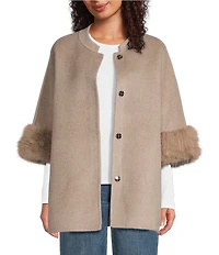 SASSO + SMYTH Faux Fur Trimmed Topper