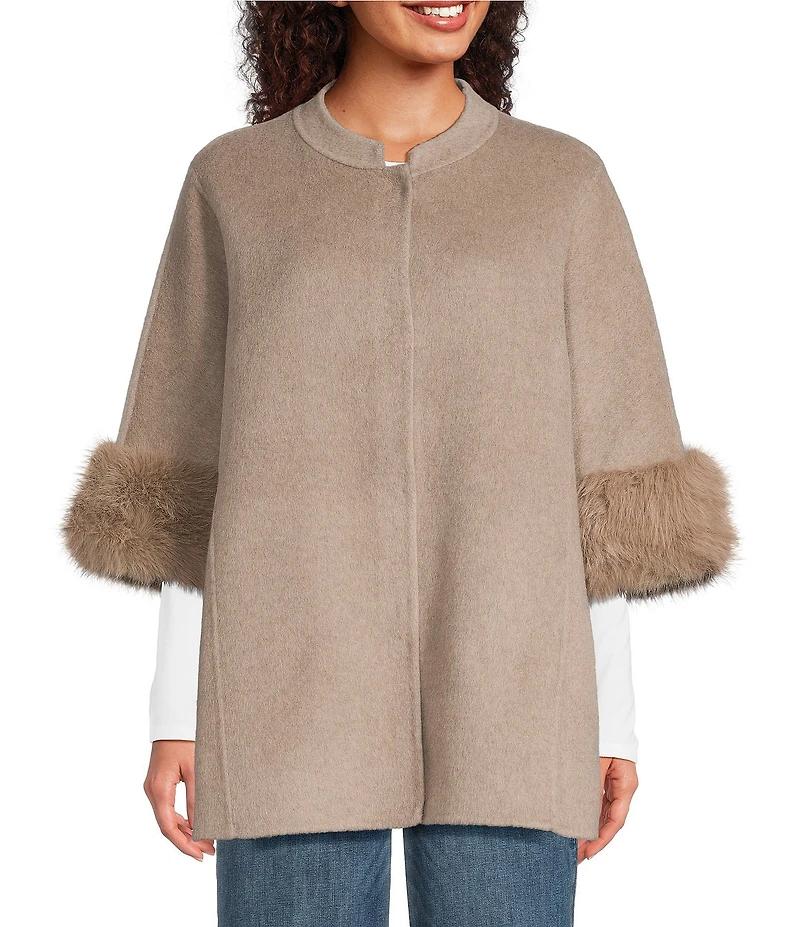 SASSO + SMYTH Faux Fur Trimmed Topper