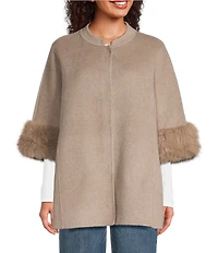 SASSO + SMYTH Faux Fur Trimmed Topper