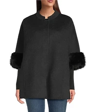 SASSO + SMYTH Faux Fur Trimmed Topper