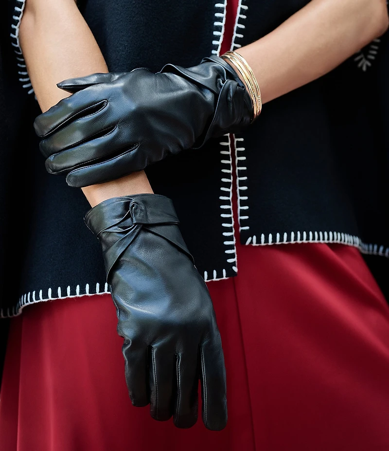 SASSO + SMYTH Knot Button Leather Traditional Five Finger Gloves