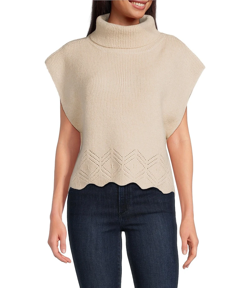 SASSO + SMYTH Ribbed Knit Scalloped Hem Topper