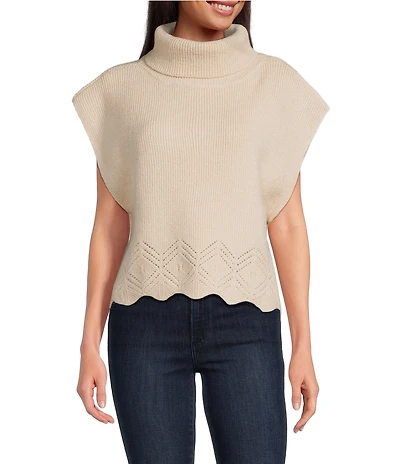 SASSO + SMYTH Ribbed Knit Scalloped Hem Topper