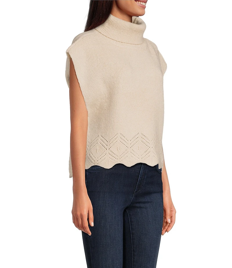 SASSO + SMYTH Ribbed Knit Scalloped Hem Topper