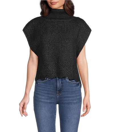 SASSO + SMYTH Ribbed Knit Scalloped Hem Topper