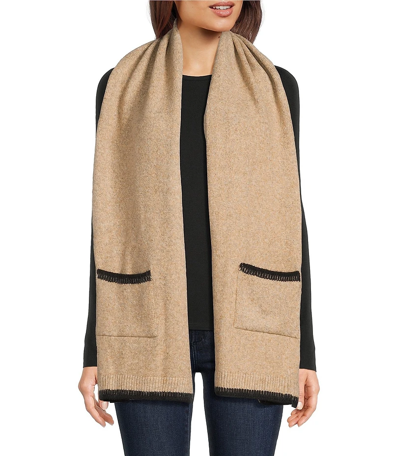 SASSO + SMYTH Solid Contrast Stitch Muffler