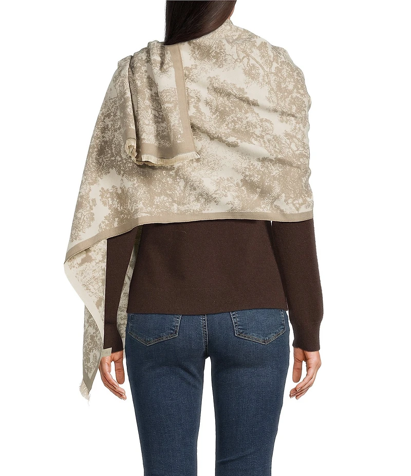 SASSO + SMYTH Toile Trees Fringe Detail Scarf Wrap