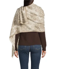 SASSO + SMYTH Toile Trees Fringe Detail Scarf Wrap