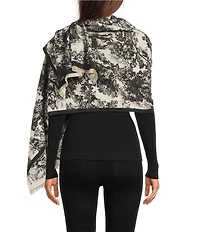 SASSO + SMYTH Toile Trees Fringe Detail Scarf Wrap