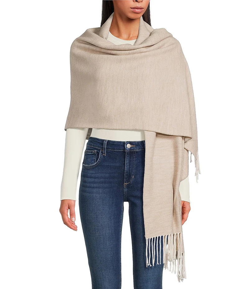 SASSO + SMYTH Two Tone Fringe Scarf Wrap
