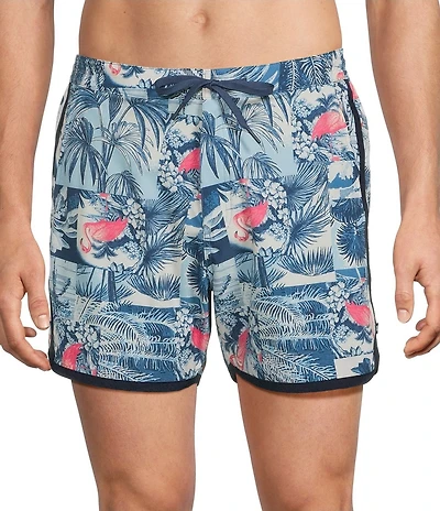 SAXX 2N1 Harbormaster Botanique 5#double; Inseam Swim Trunks
