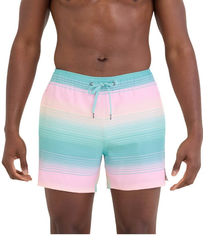 SAXX Hazy Stripe Oh Buoy 2N1 5#double; Inseam Slim Fit Volley Swim Trunks