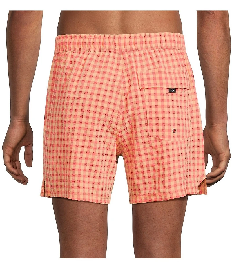 SAXX Oh Buoy 2N1 Gingham 5#double; Inseam Slim Fit Volley Swim Shorts