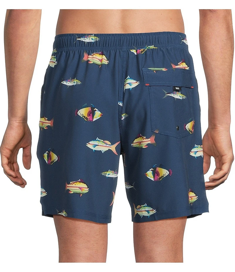 SAXX Oh Buoy 2N1 Gulf Fish 7#double; Inseam Slim Fit Volley Swim Trunks