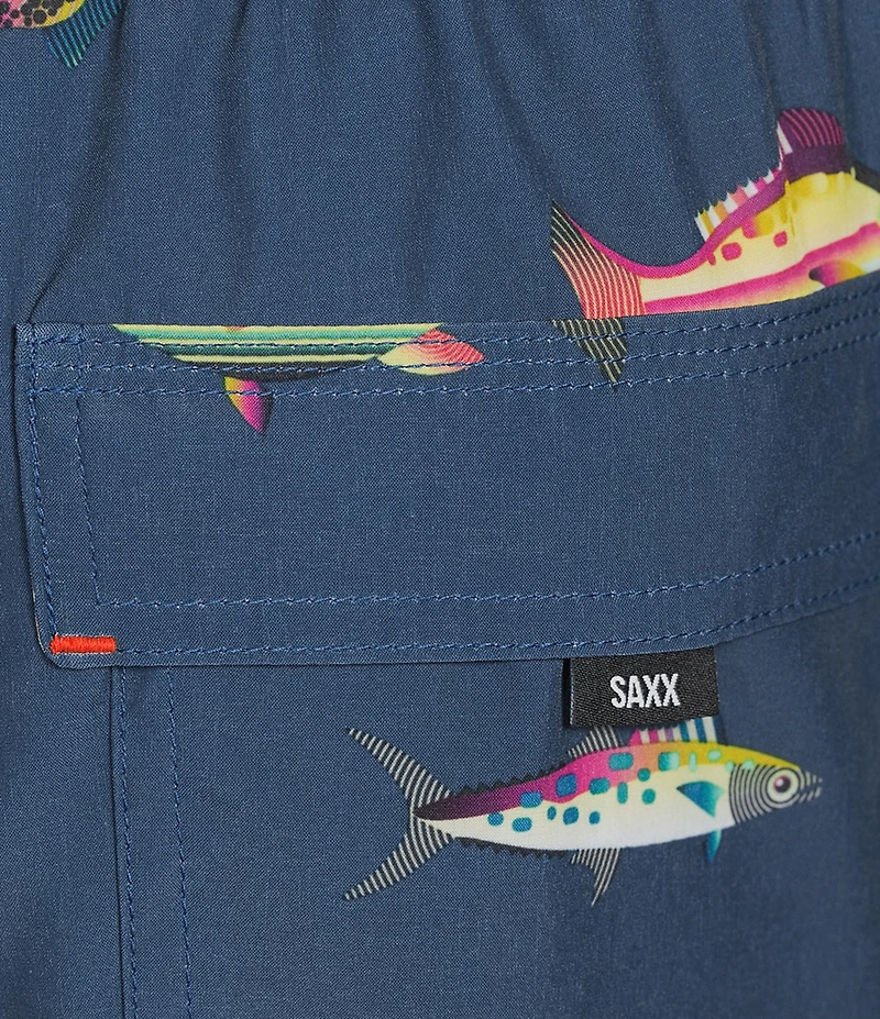 SAXX Oh Buoy 2N1 Gulf Fish 7#double; Inseam Slim Fit Volley Swim Trunks