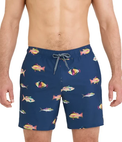 SAXX Oh Buoy 2N1 Gulf Fish 7#double; Inseam Slim Fit Volley Swim Trunks