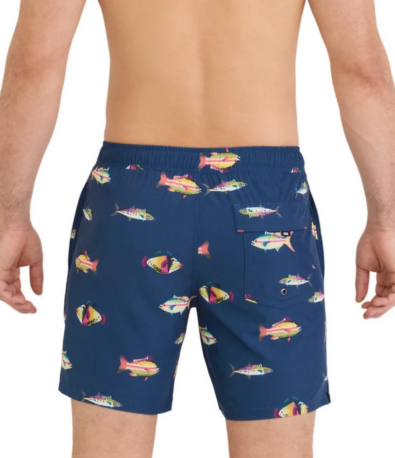 SAXX Oh Buoy 2N1 Gulf Fish 7#double; Inseam Slim Fit Volley Swim Trunks
