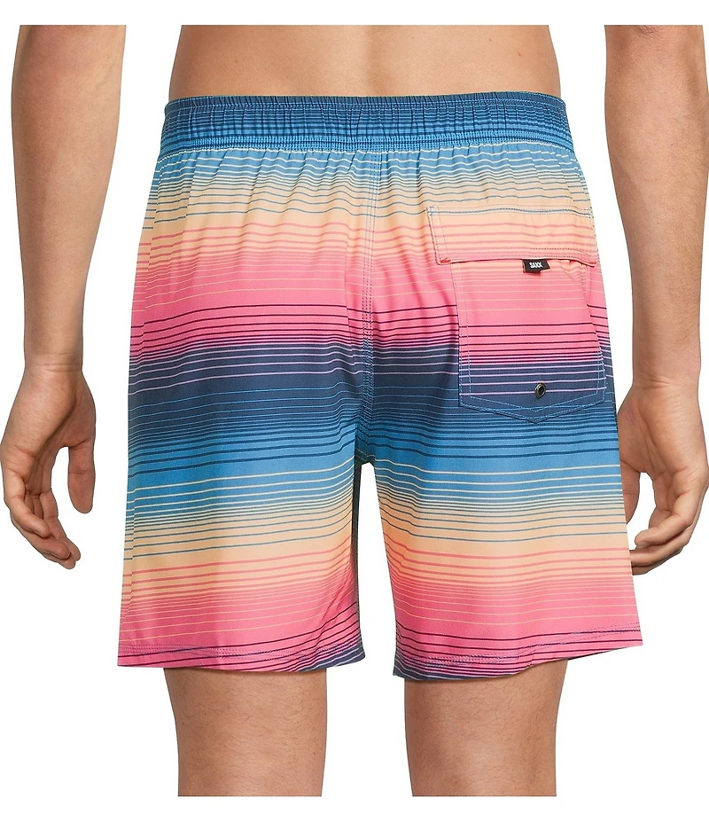 SAXX Oh Buoy 2N1 Hazy Stripe 7#double; Inseam Slim Fit Volley Swim Shorts