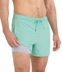 SAXX Oh Buoy 2N1 Mint Jelly 5#double; Inseam Slim Fit Solid Volley Swim Trunks
