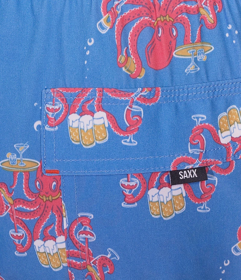 SAXX Oh Buoy 2N1 Octopus Bartender 5#double; Inseam Slim Fit Volley Swim Shorts
