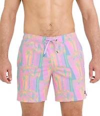 SAXX Oh Buoy 2N1 Optic Tropic 7#double; Inseam Slim Fit Volley Swim Trunks